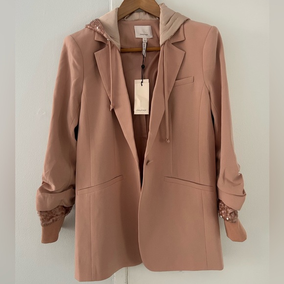 Cinq A Sept Pink Khloe Hooded Sequined Jacket Blazer NWT sz4 - Picture 4 of 12